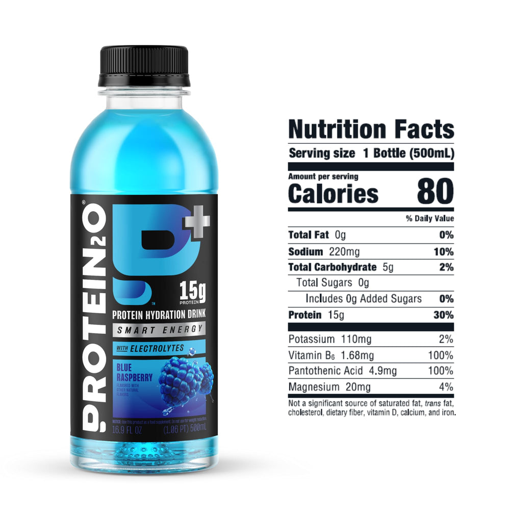 Protein2o botella en mano para escala, práctico y listo para llevar