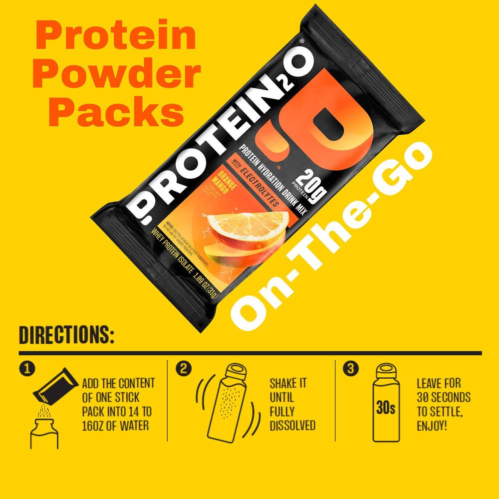 Protein2o sobre abierto mostrando la porción, práctico para llevar