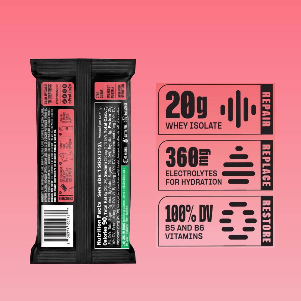 Protein2o sobre abierto con polvo fino para mezcla rápida