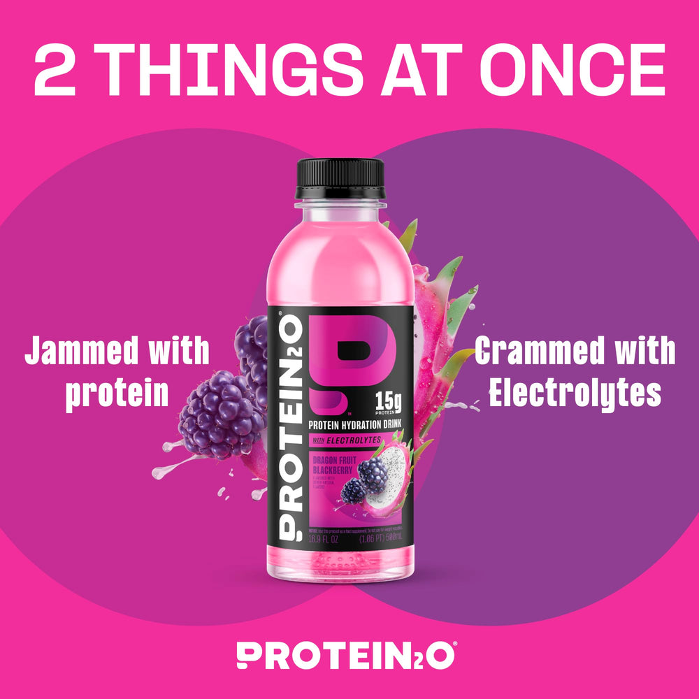 Protein2o primer plano de bebida clara que destaca textura ligera y refrescante