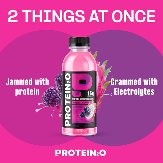 Protein2o primer plano de bebida clara que destaca textura ligera y refrescante