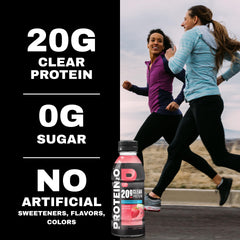 Protein2o botella en gimnasio después de entrenar, reponiendo electrolitos