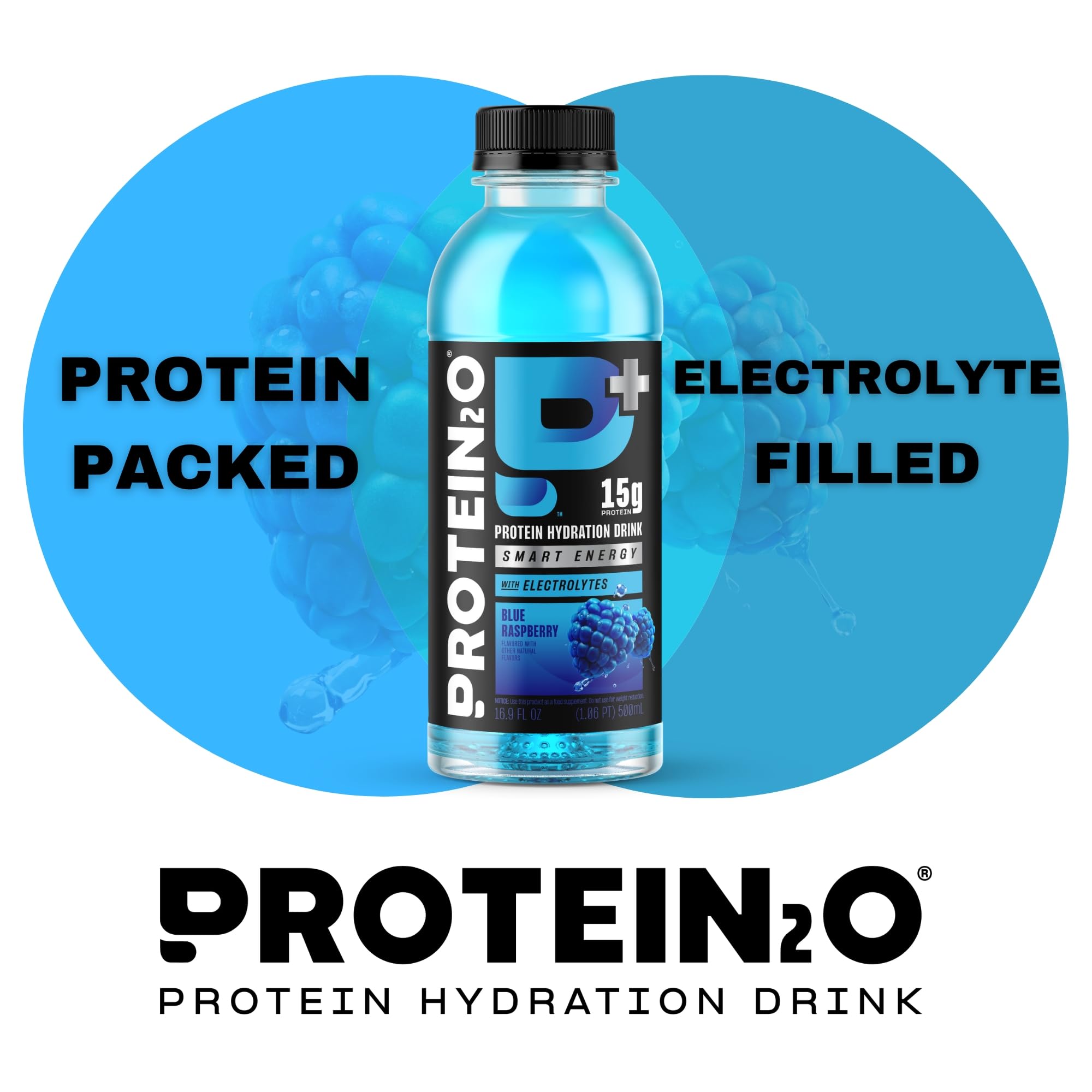 Protein2o pack variado de botellas, opciones de sabor y consumo en movimiento