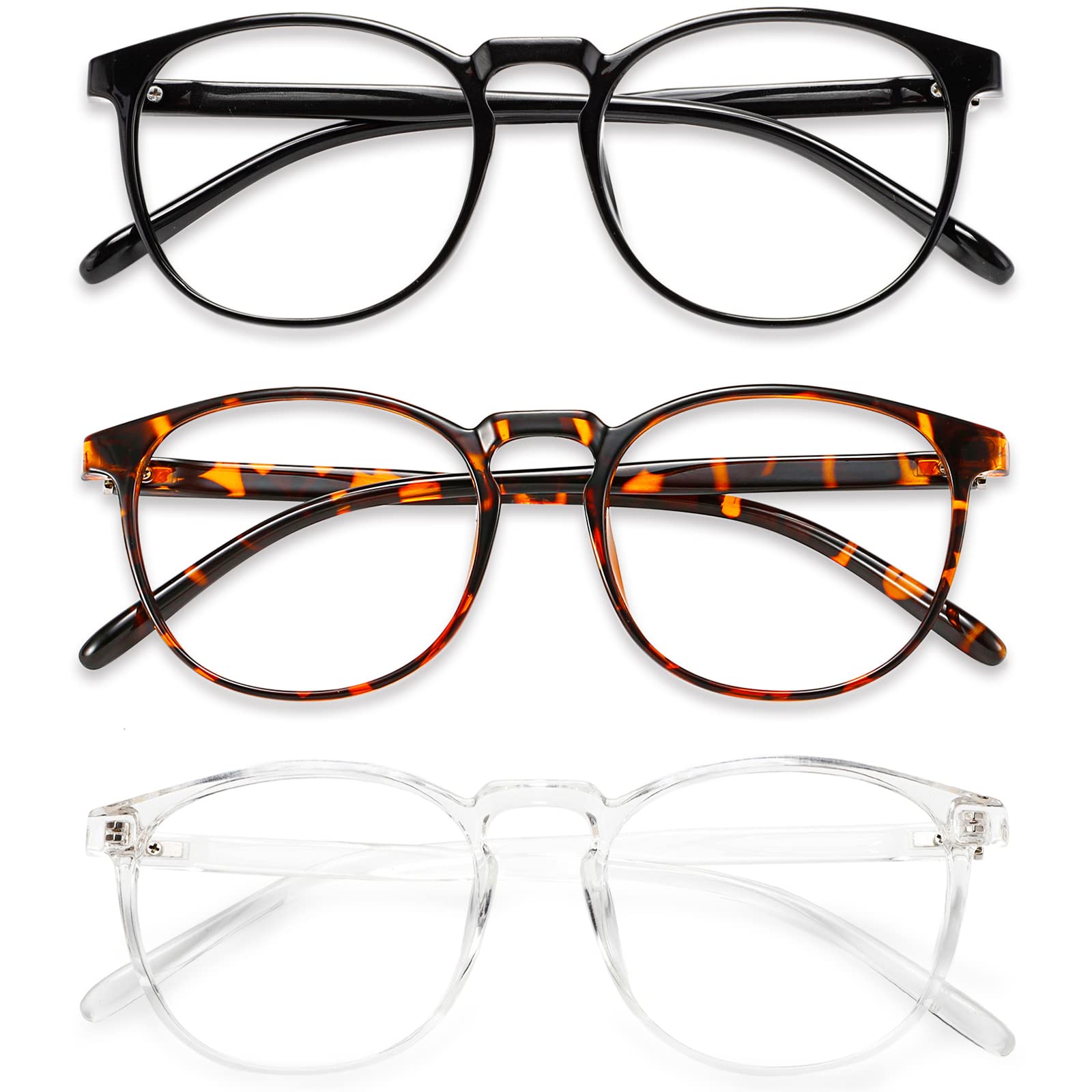 Przene vista frontal del pack de tres gafas mostrando colores y diseño cómodo