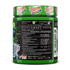 Psycho Pharma etiqueta nutricional legible para información de estimulantes