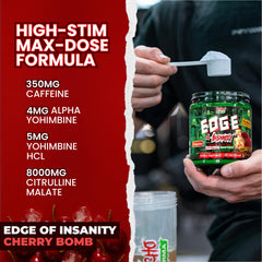Atleta tomando Psycho Pharma Edge of Insanity antes de entrenamiento exigente