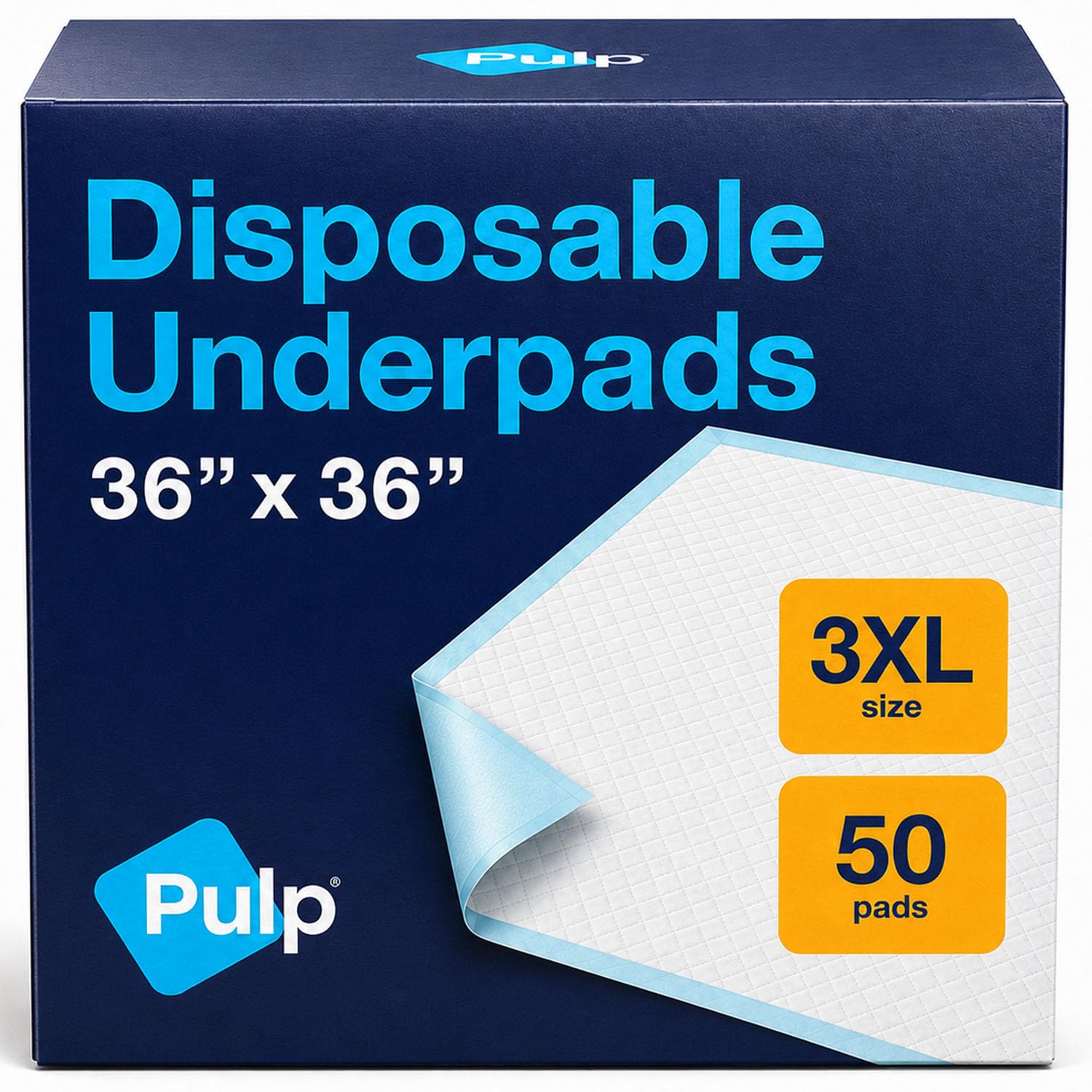 Pulp paquete frontal mostrando 50 almohadillas y protección lista