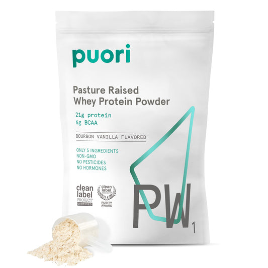 Puori PW1 envase frontal mostrando la marca y beneficio de proteína limpia