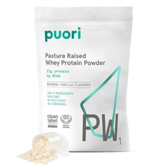 Puori PW1 envase frontal mostrando la marca y beneficio de proteína limpia