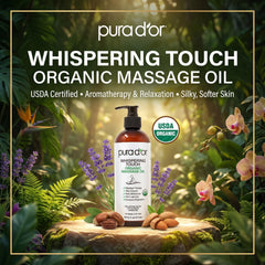 PURA D'OR aceite aplicado en mano facilita masaje y deslizamiento
