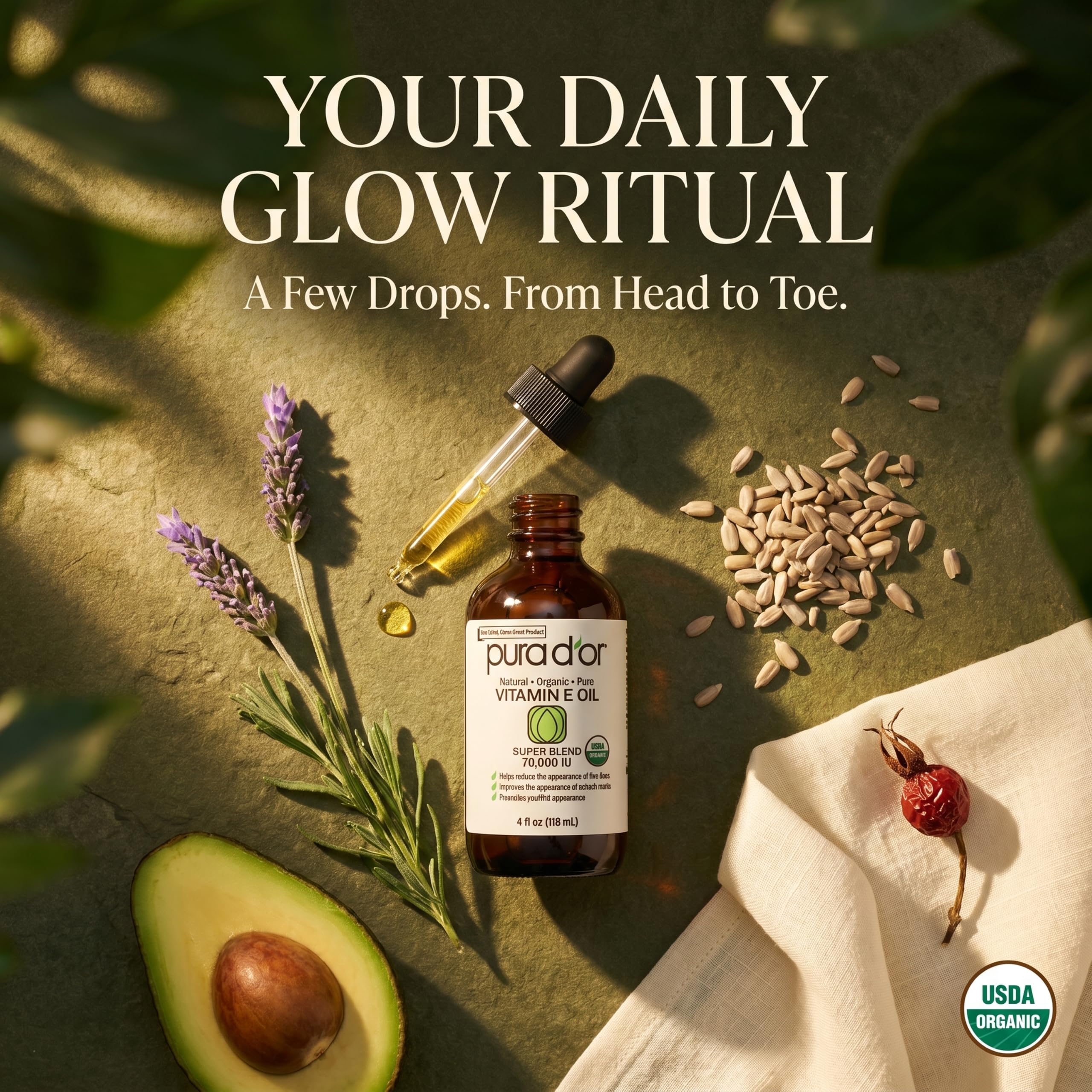 PURA D'OR aplicado en rostro aporta nutrición y luminosidad inmediata