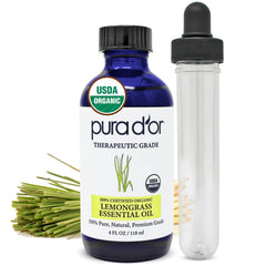PURA D'OR botella frontal mostrando etiqueta clara y beneficio aromático