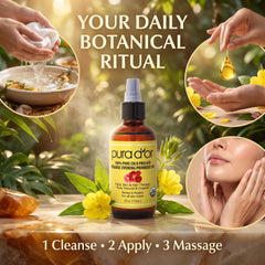 PURA D'OR ambiente de baño mostrando rutina natural y beneficio relajante