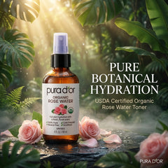 PURA D'OR spray en uso refrescando rostro y regulando grasa