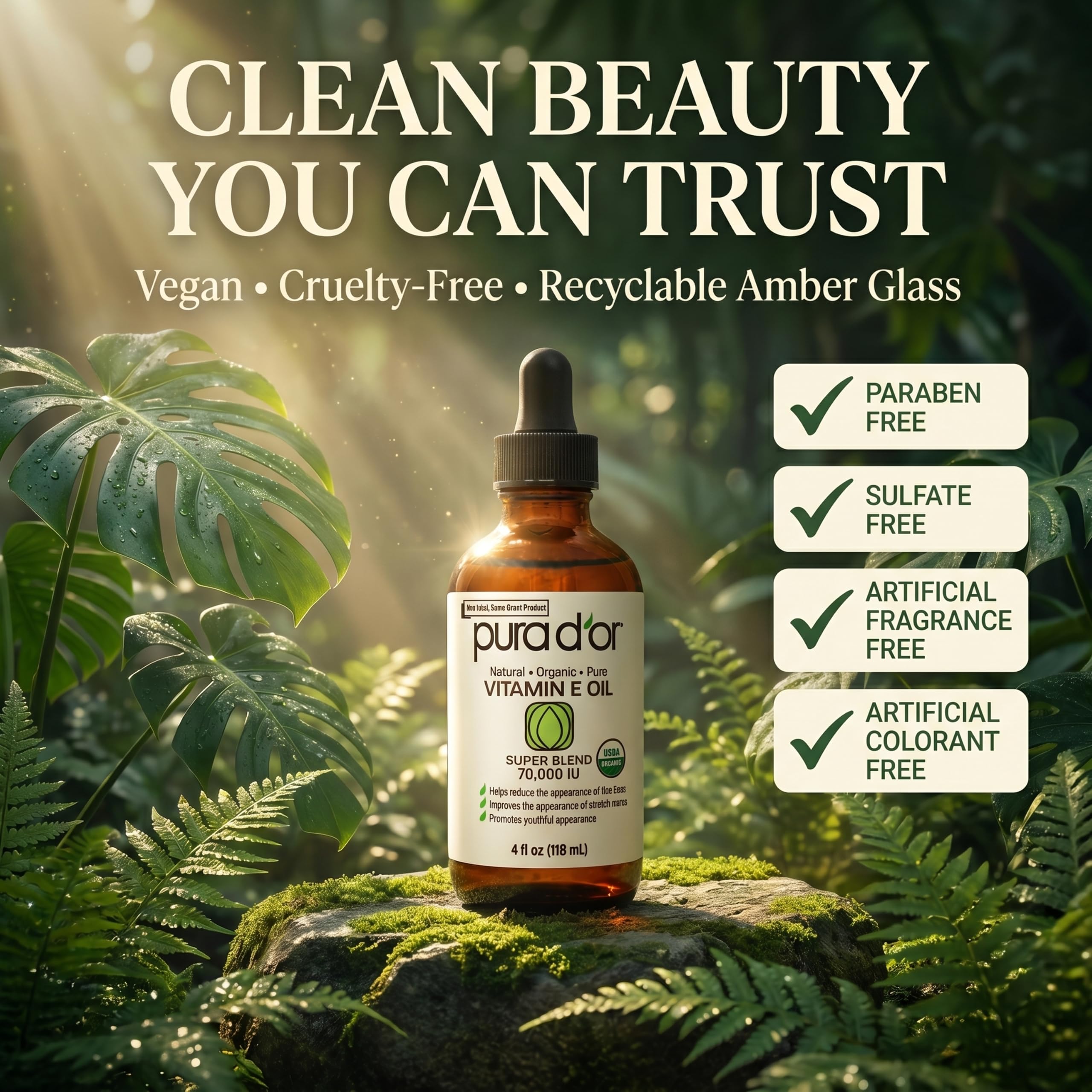 PURA D'OR textura aceitosa ligera absorción rápida y hidratación visible