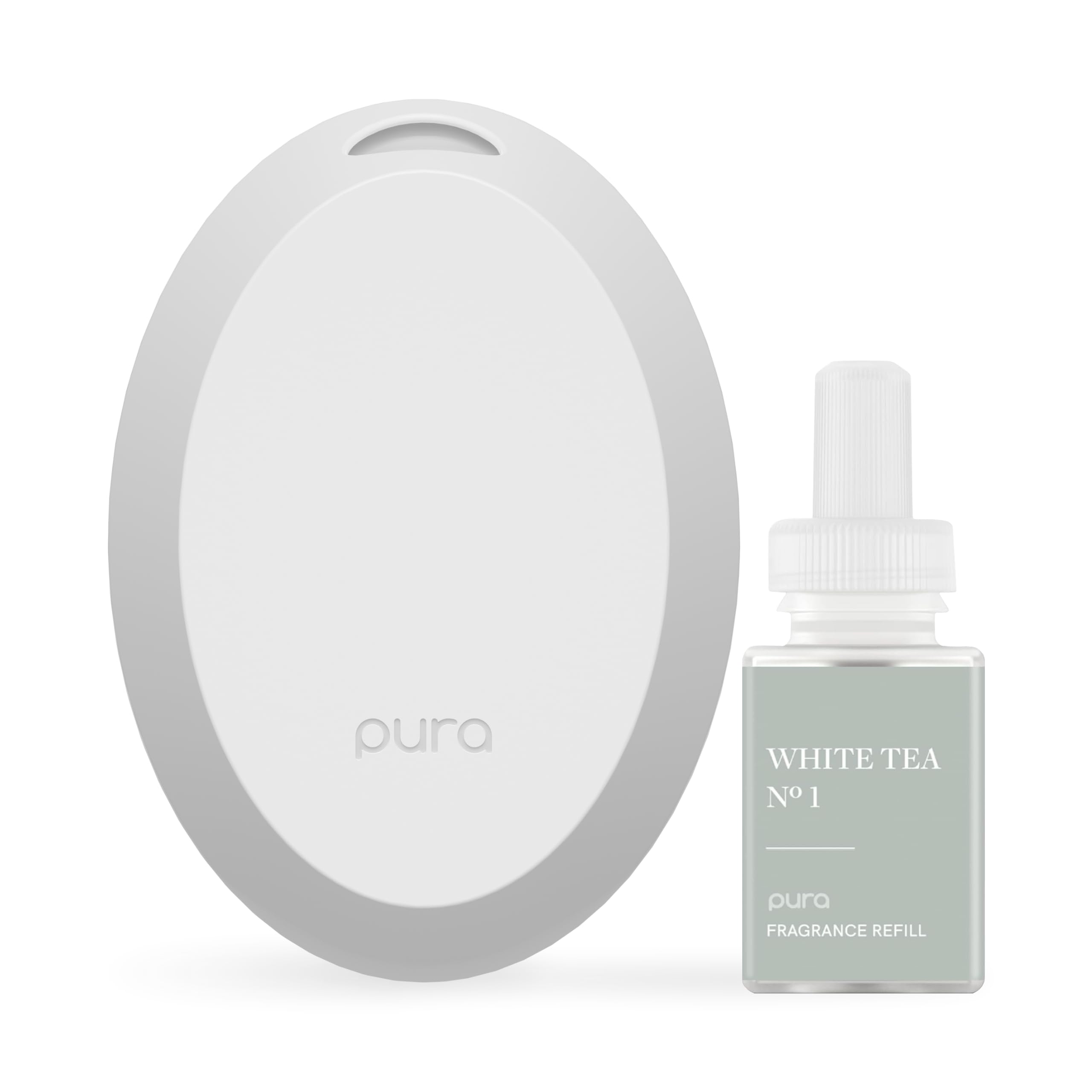 Pura difusor Home Mini blanco vista frontal con diseño compacto y elegante