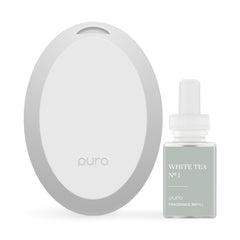 Pura difusor Home Mini blanco vista frontal con diseño compacto y elegante