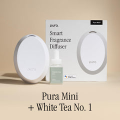 Vial Pura White Tea No.1 con etiqueta legible mostrando notas cítricas y té