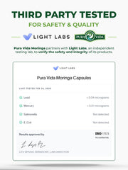 PURA VIDA MORINGA cápsula abierta mostrando contenido y pureza visible