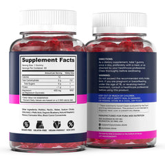 PURA WEX NUTRITION botella junto a 60 gomitas expuestas, contenido y cantidad visible