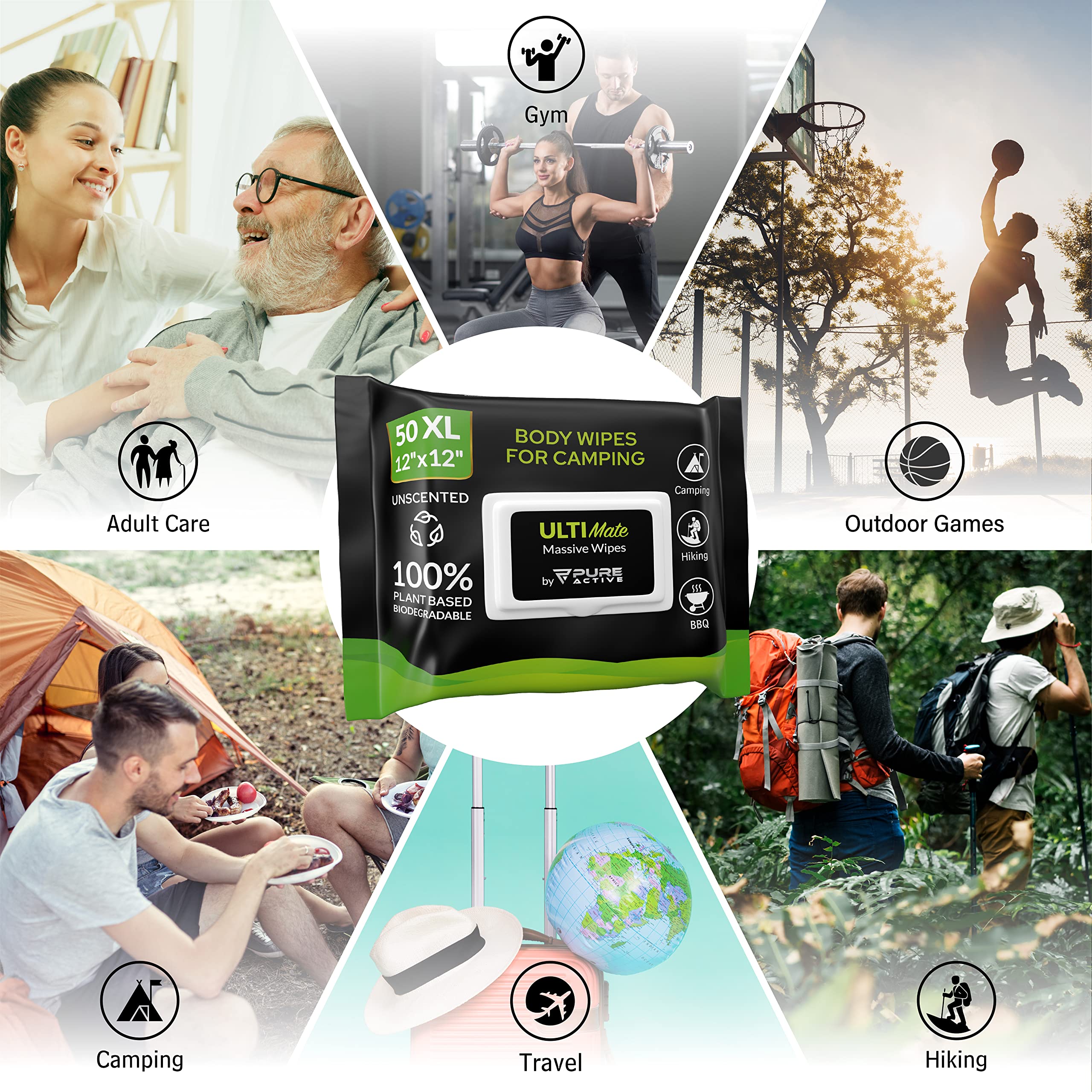 Pure Active detalle de etiqueta indicando biodegradable y uso