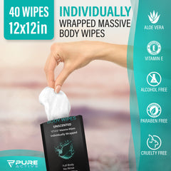 Pure Active toallita desplegada mostrando textura suave, limpieza eficaz