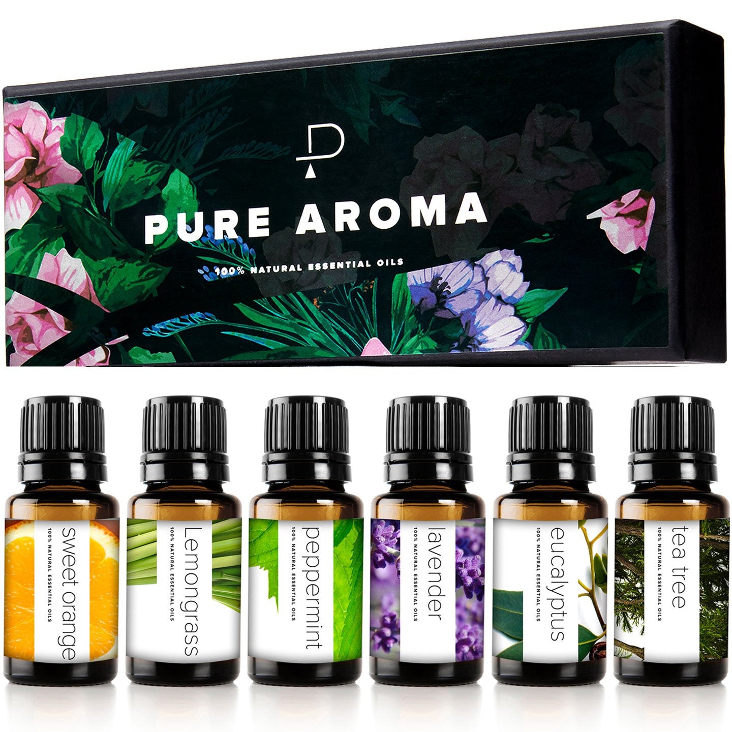Pure Aroma vista frontal del estuche elegante y beneficio regalo listo