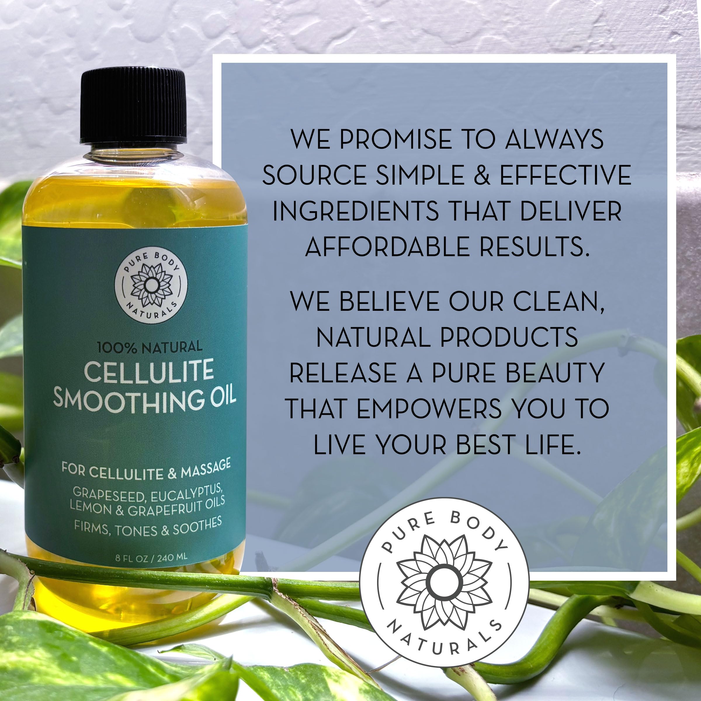 Pure Body Naturals en estante de baño, aspecto de cuidado diario