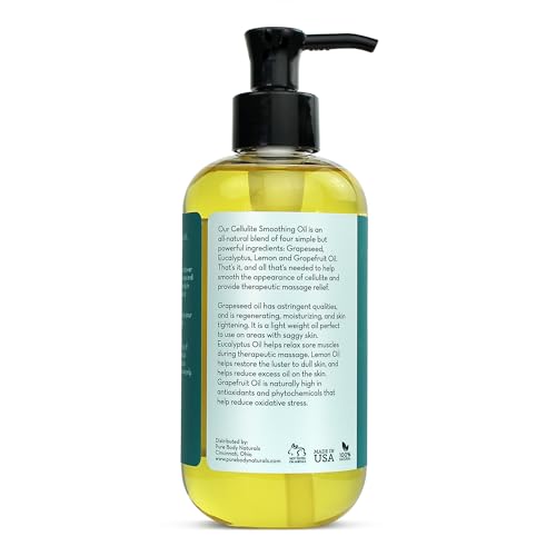 Pure Body Naturals aplicación en muslo mostrando masaje y deslizamiento