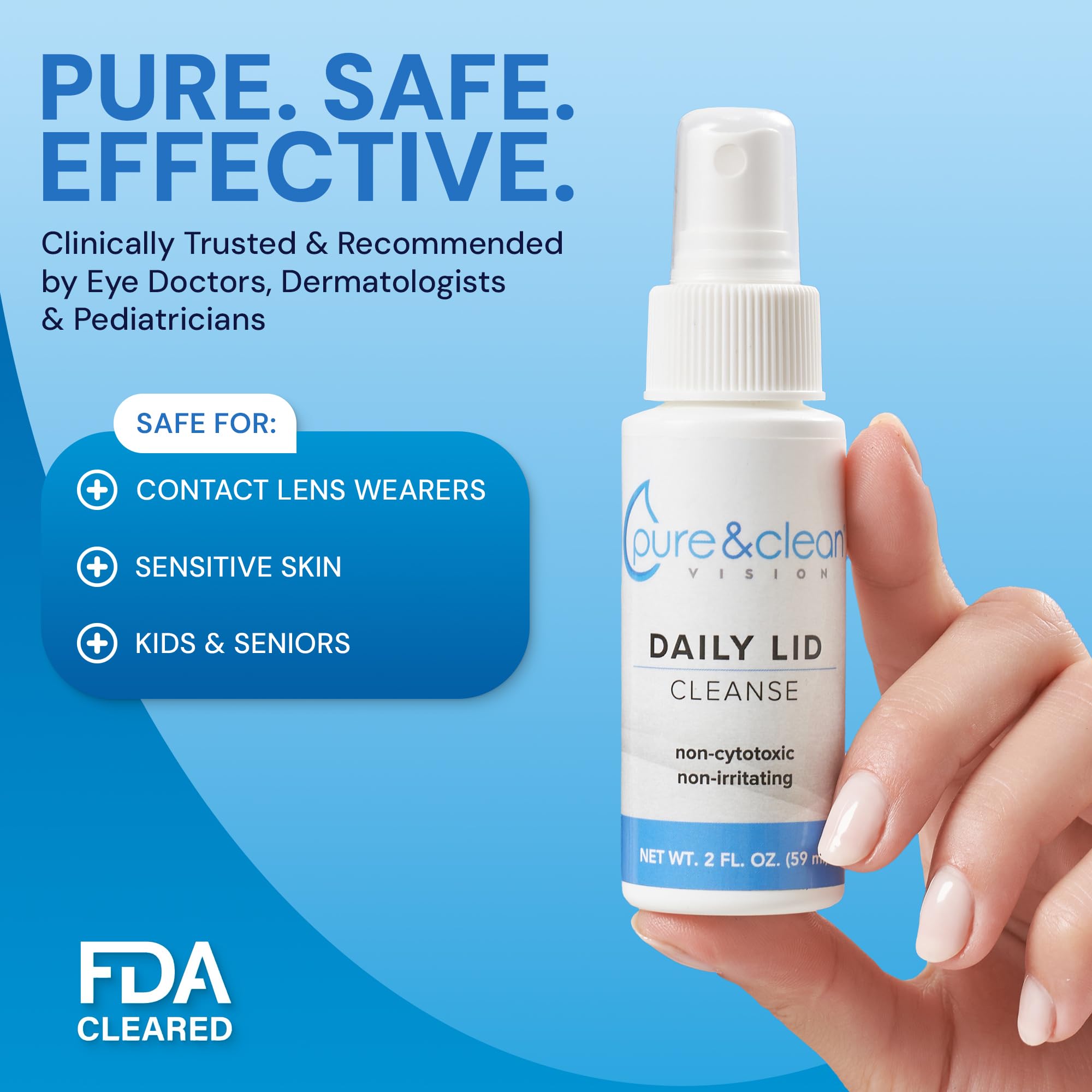 PURE & CLEAN comparativa de tamaño 2 oz para visualización de escala y conveniencia