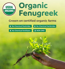 PURE CO etiqueta con ingrediente único fenogreco y transparencia de calidad