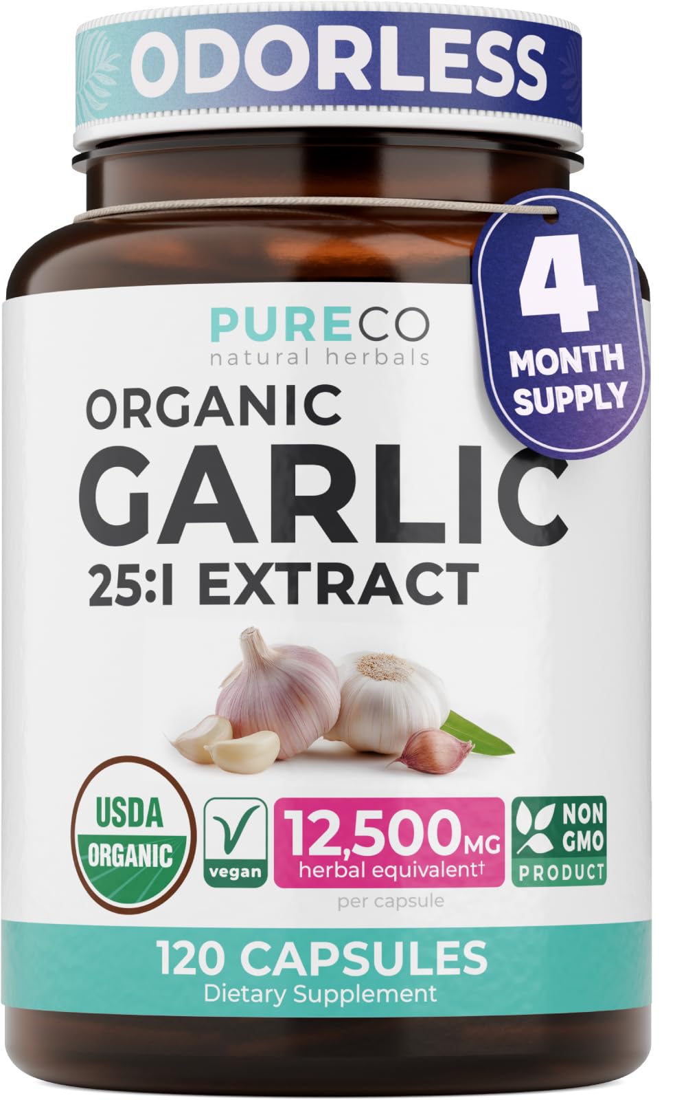 PURE CO frente del envase mostrando etiqueta orgánica y beneficio de potencia