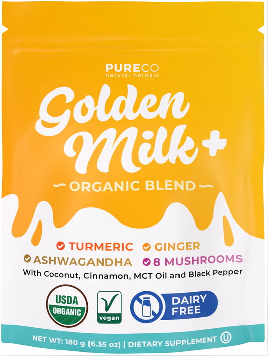 PURE CO envase frontal mostrando etiqueta orgánica y beneficios
