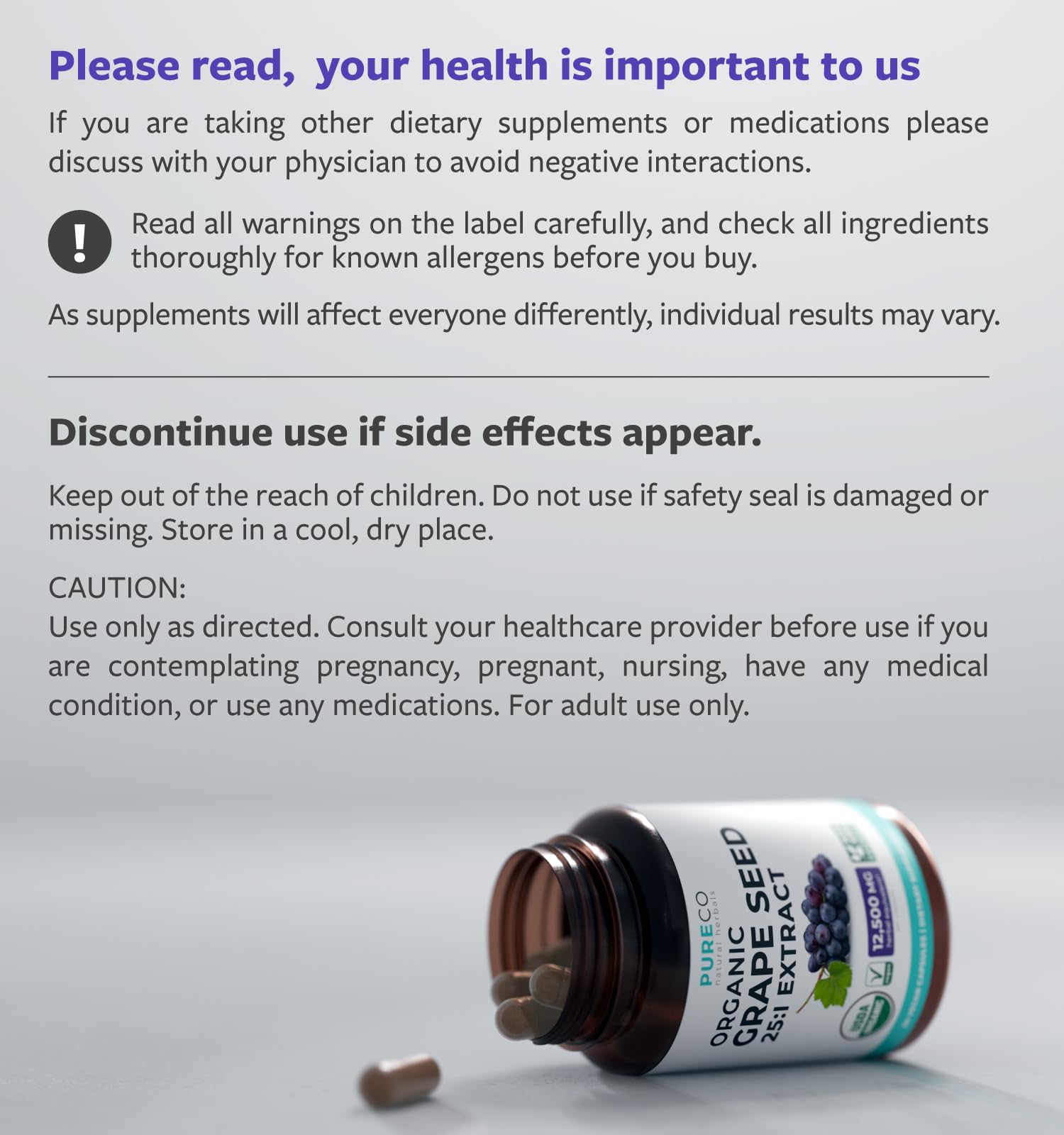 PURE CO frasco junto a otros suplementos muestra compatibilidad