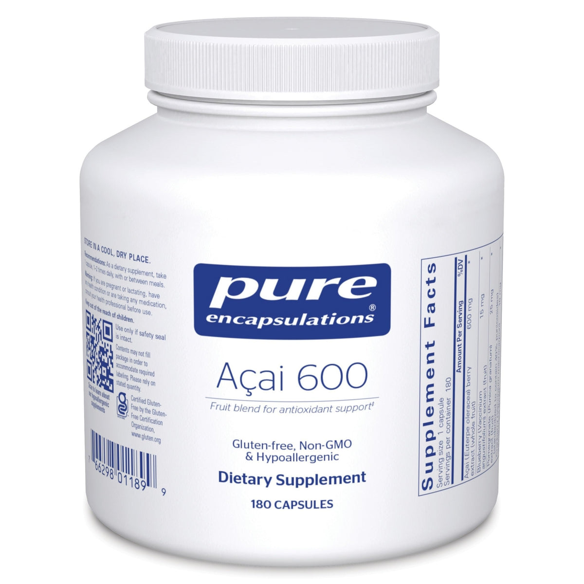 Pure Encapsulations frasco delantero mostrando cápsulas y marca, confianza en calidad