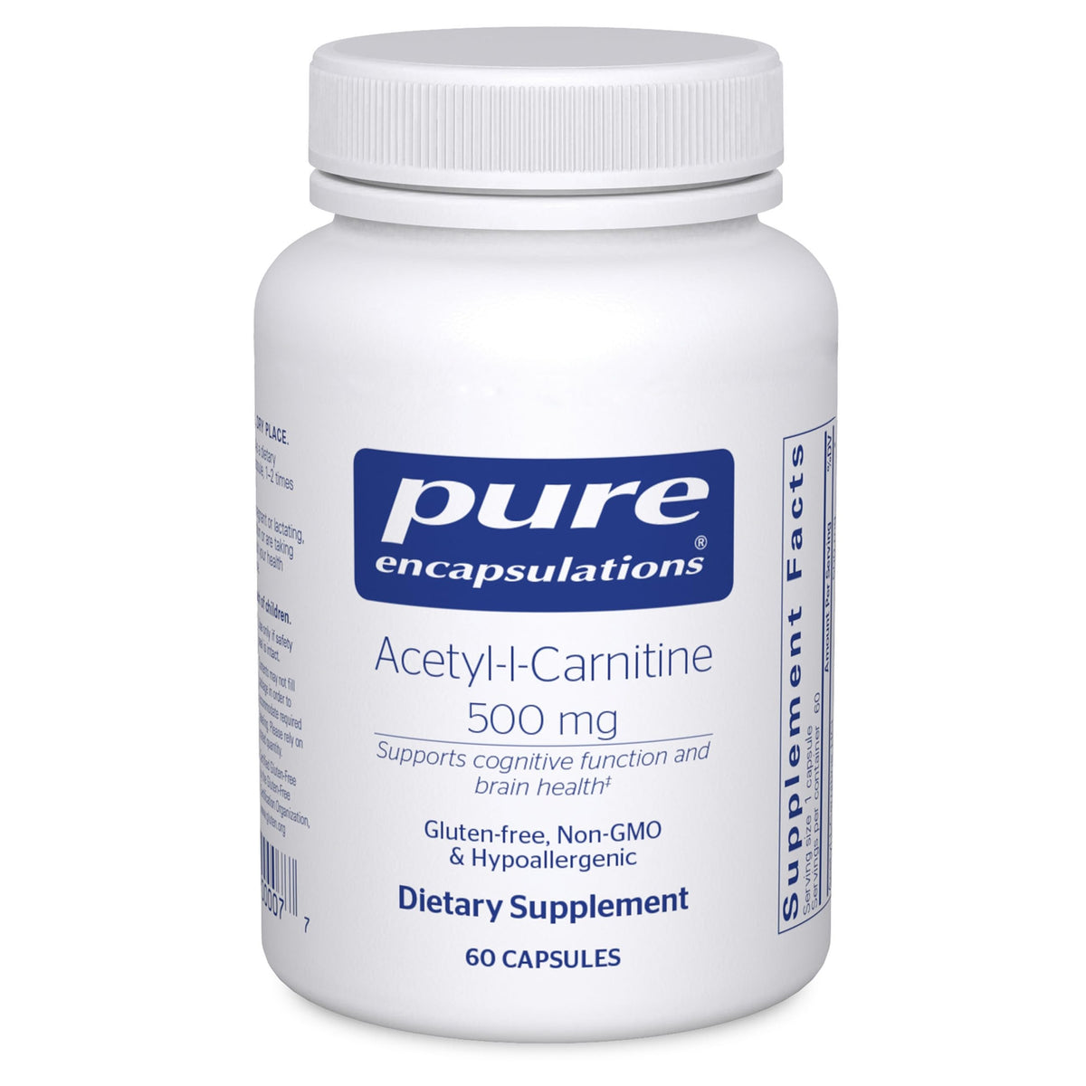 Pure Encapsulations frontal del envase mostrando 60 cápsulas, confianza de calidad