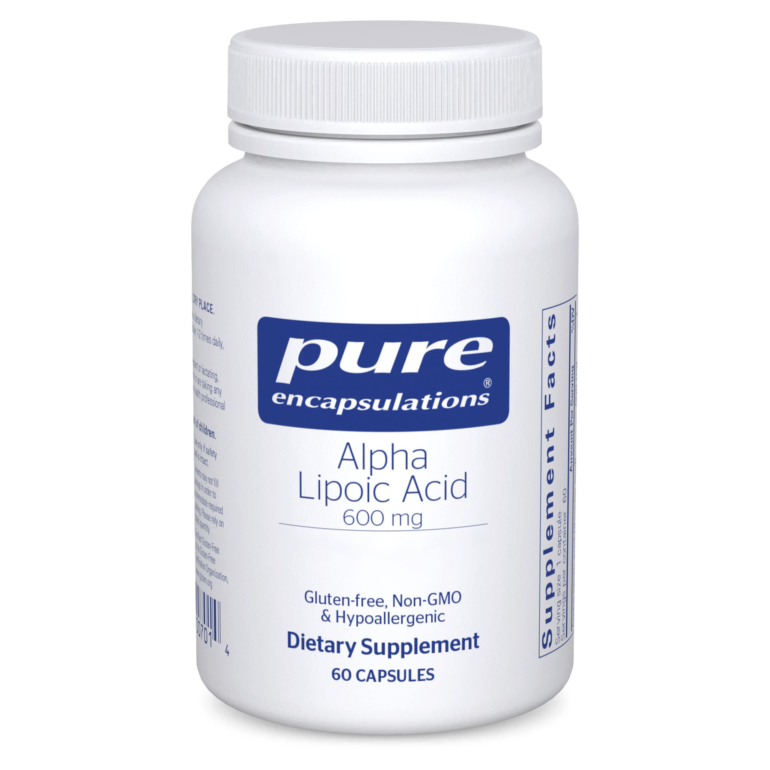 Pure Encapsulations frasco frontal mostrando etiqueta y dosis clara
