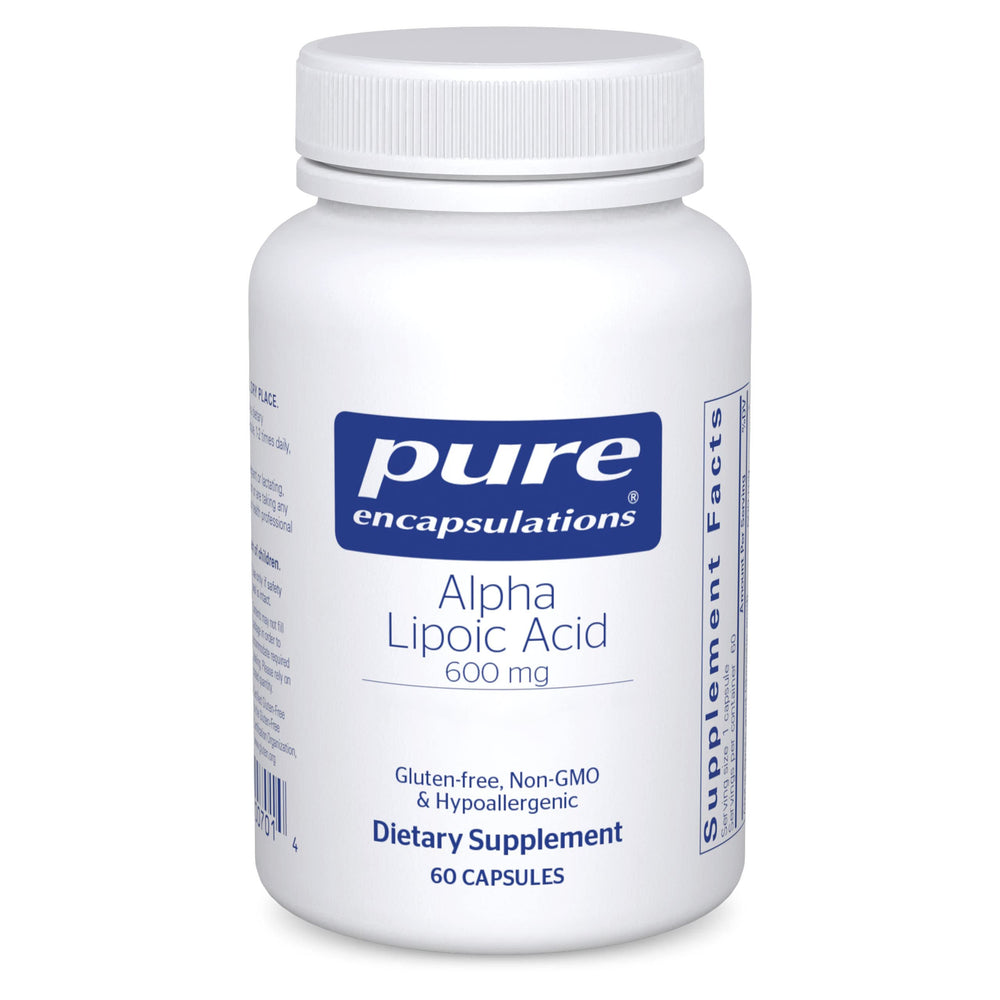 Pure Encapsulations frasco frontal mostrando etiqueta y dosis clara