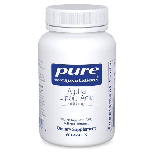 Pure Encapsulations frasco frontal mostrando etiqueta y dosis clara