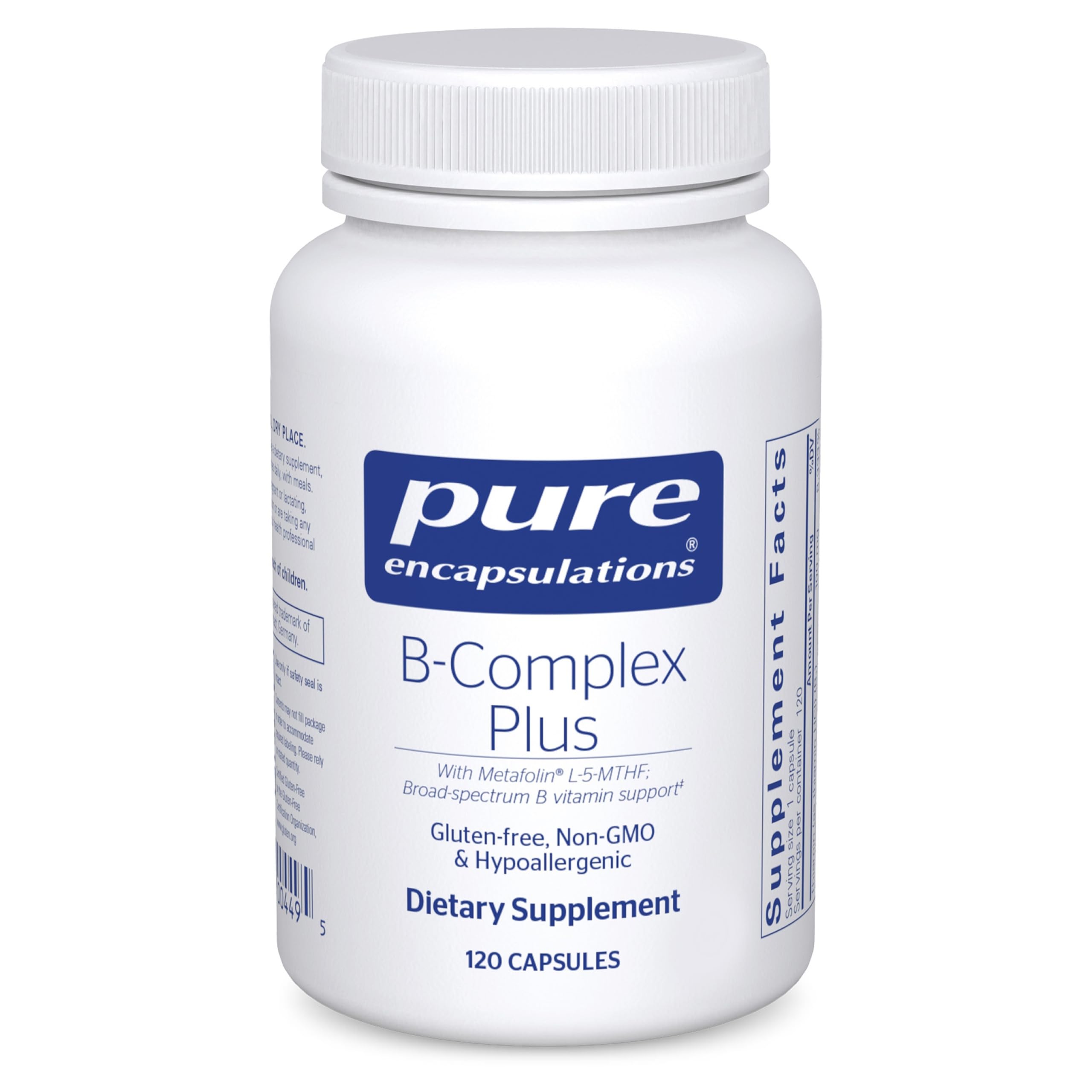 Pure Encapsulations frente del envase mostrando la fórmula y beneficio de apoyo nervioso