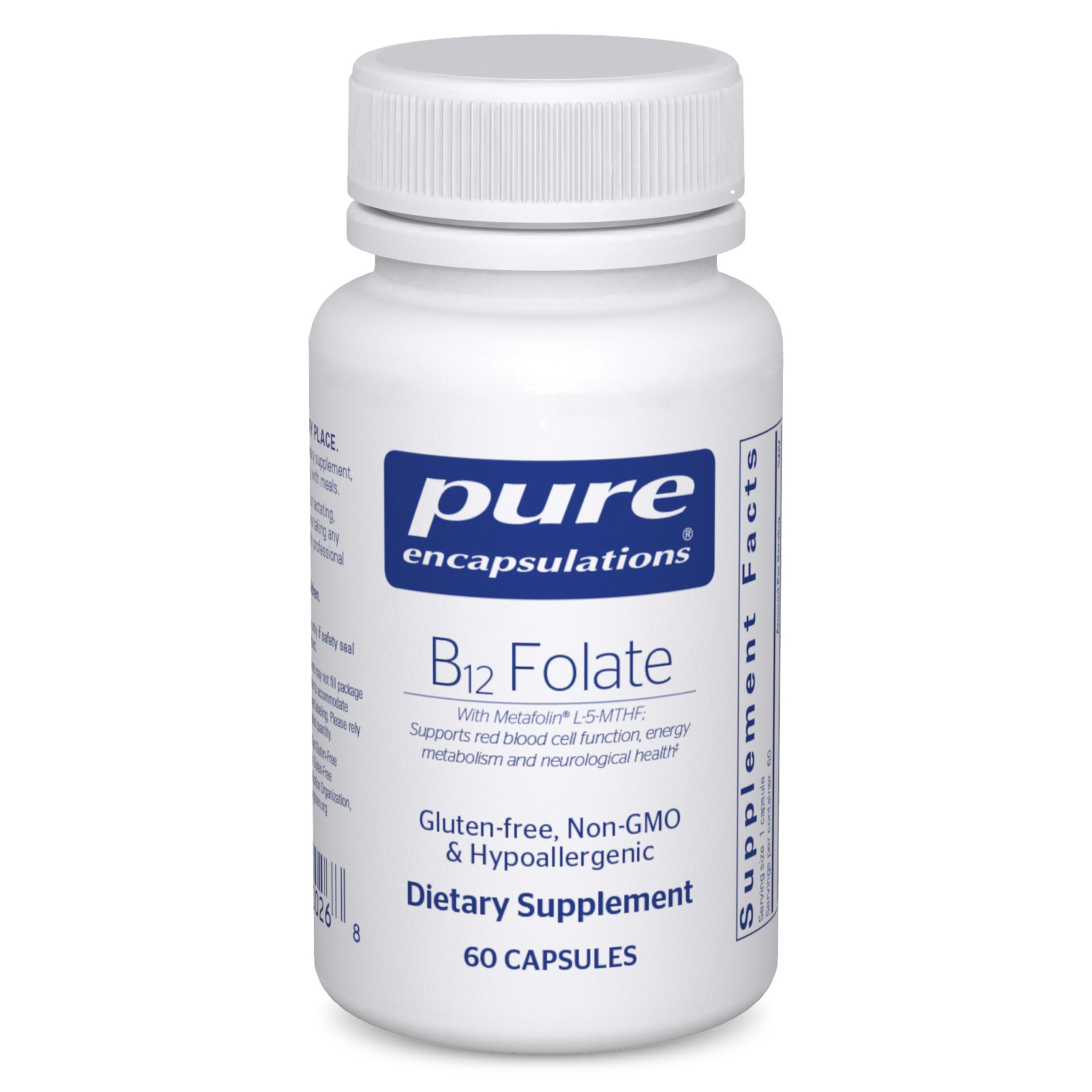 Pure Encapsulations frasco frontal que muestra fórmula limpia y confiable
