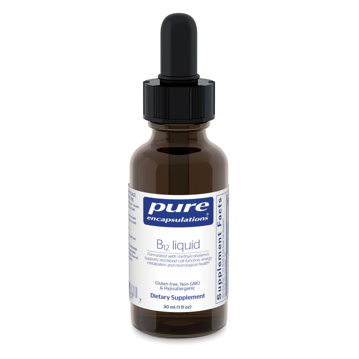 Pure Encapsulations frasco frontal mostrando presentación líquida y dosificación precisa