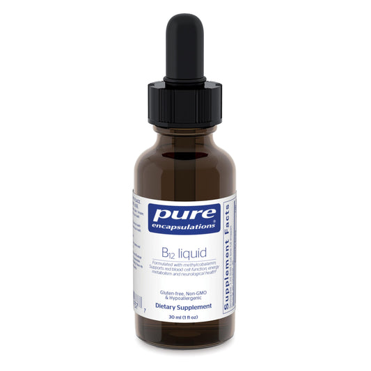 Pure Encapsulations frasco frontal mostrando presentación líquida y dosificación precisa