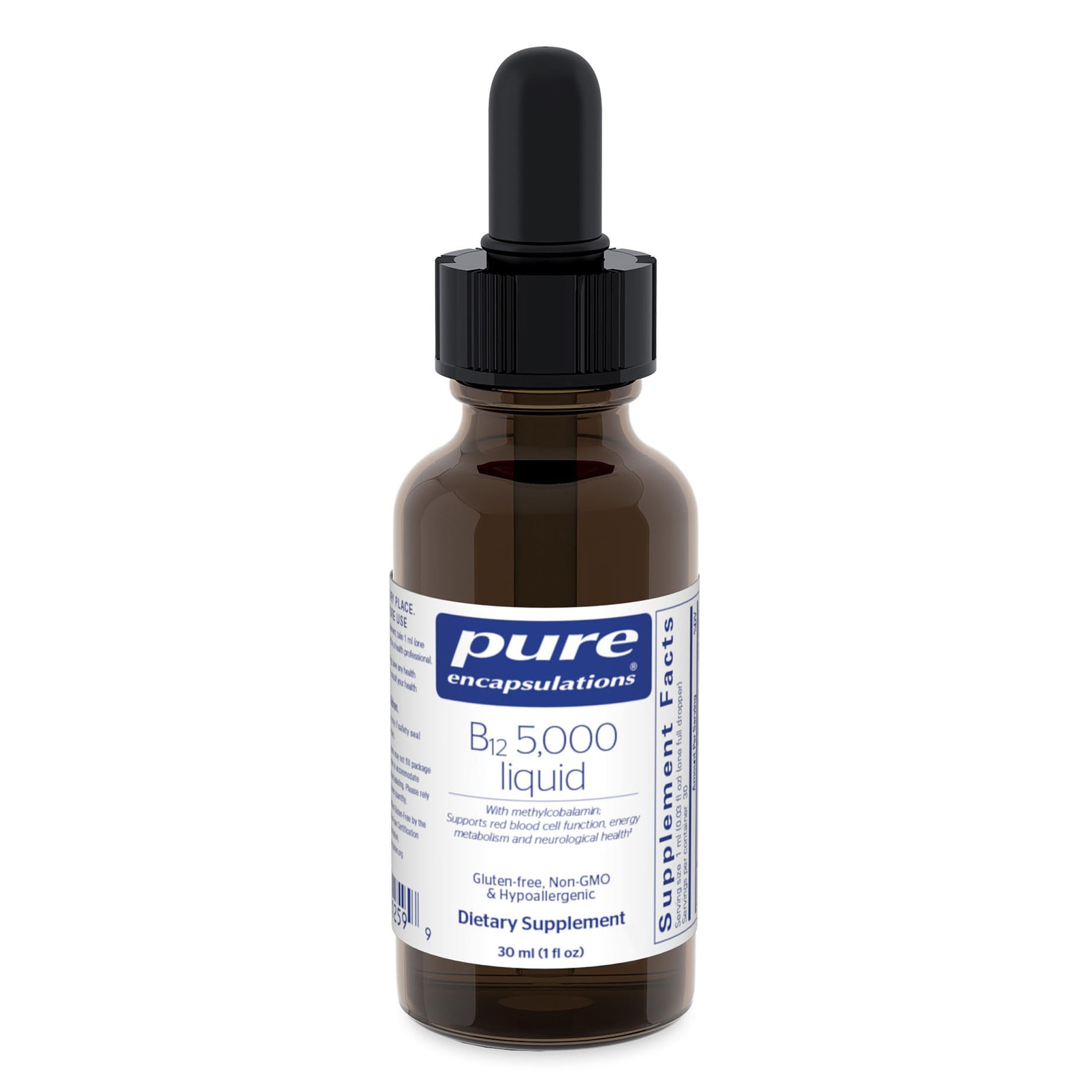 Pure Encapsulations frasco frente mostrando etiqueta y beneficio de pureza