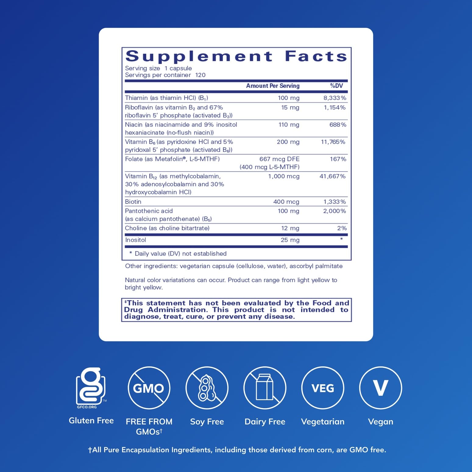 Pure Encapsulations cápsula en mano destacando dosificación y facilidad de uso