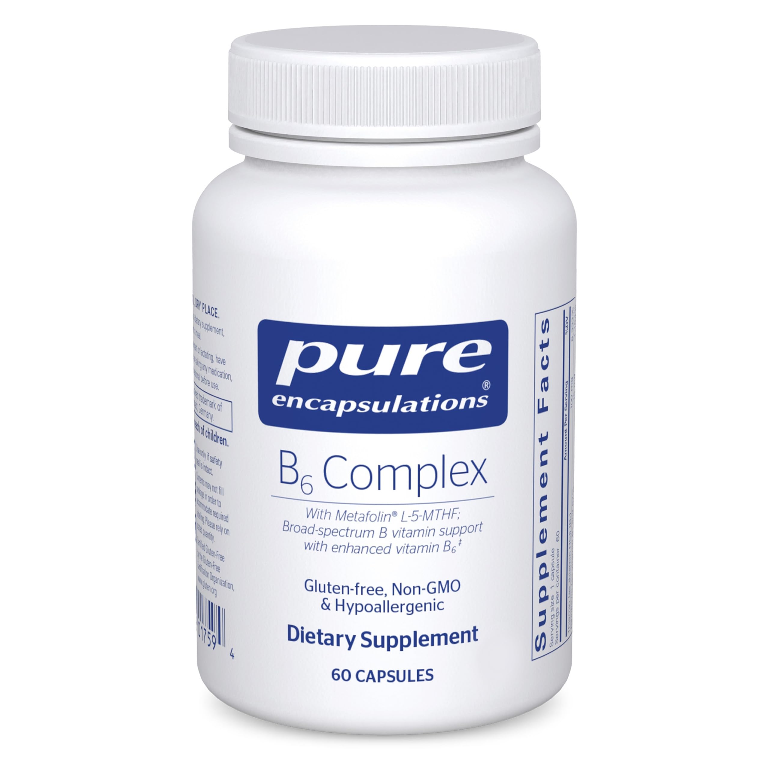 Pure Encapsulations frasco frontal mostrando etiquetado claro y confianza