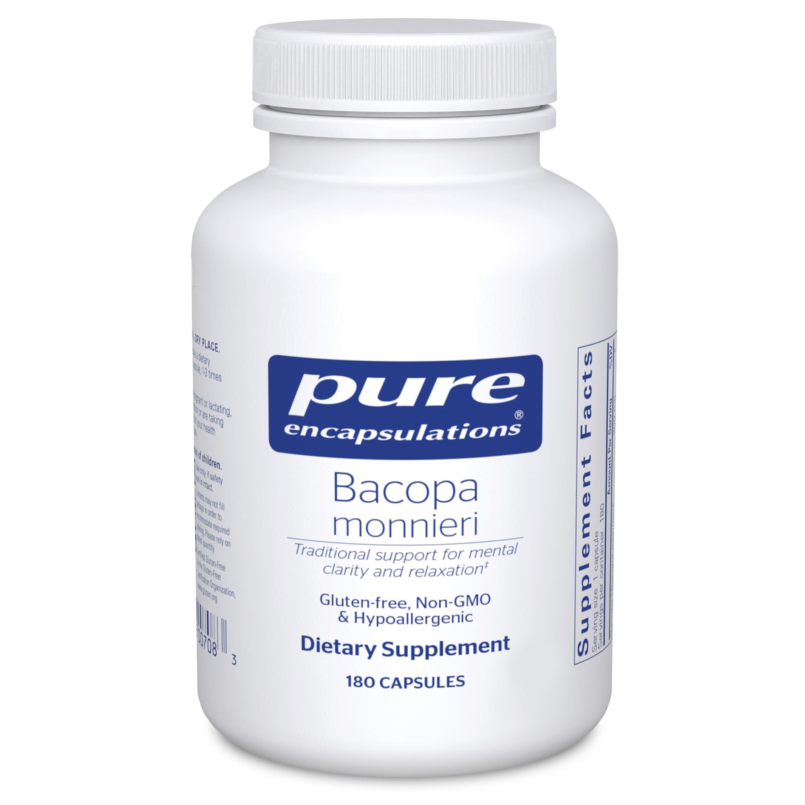 Pure Encapsulations envase frontal mostrando 180 cápsulas y marca para confianza