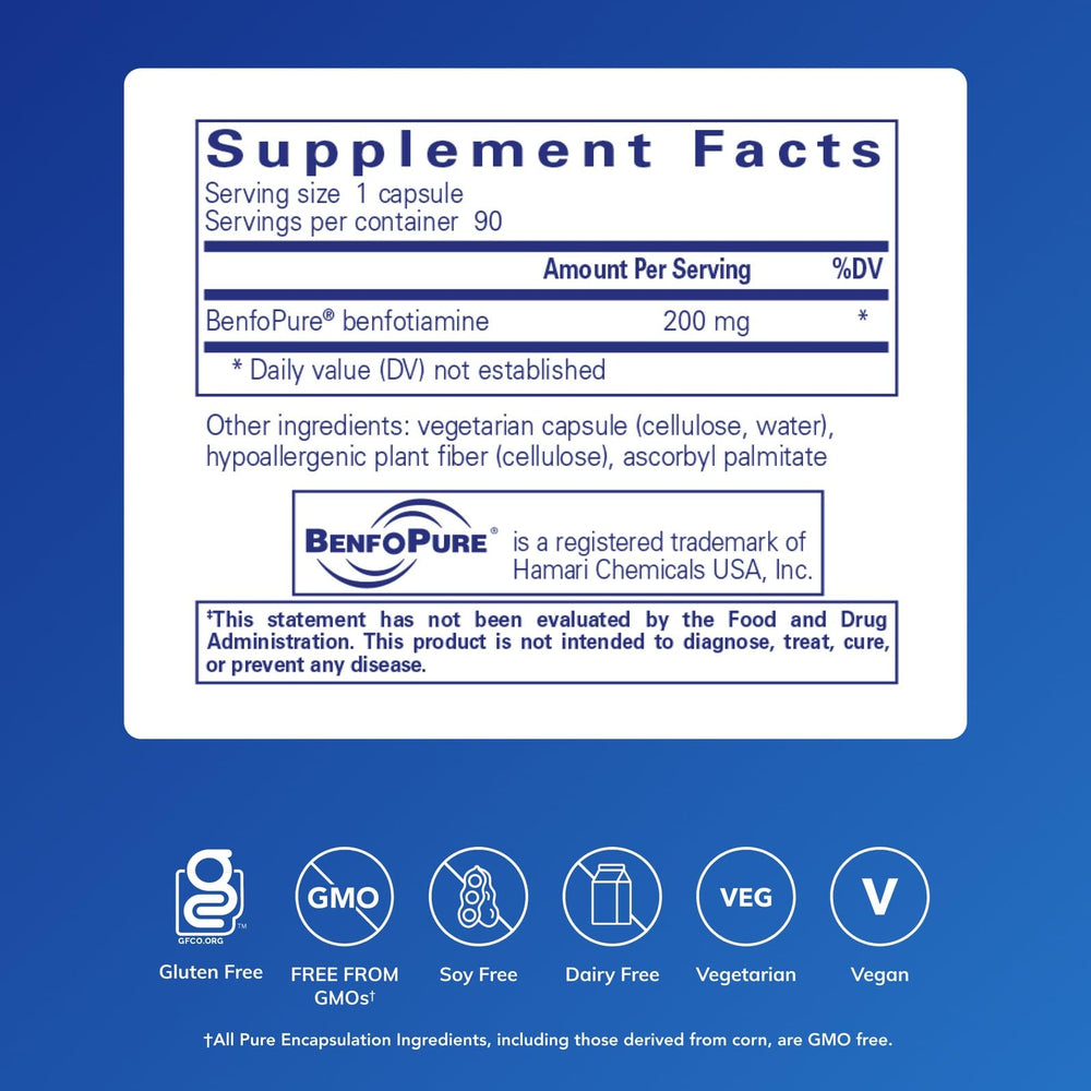 Cápsula de BenfoMax en primer plano que revela textura y color del producto Pure Encapsulations