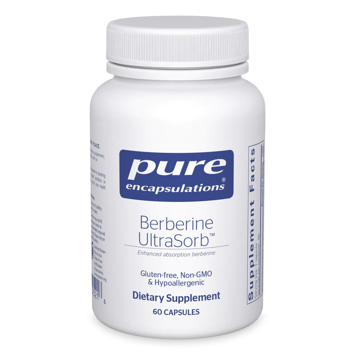 Pure Encapsulations envase frontal mostrando cápsulas y beneficio de absorción mejorada