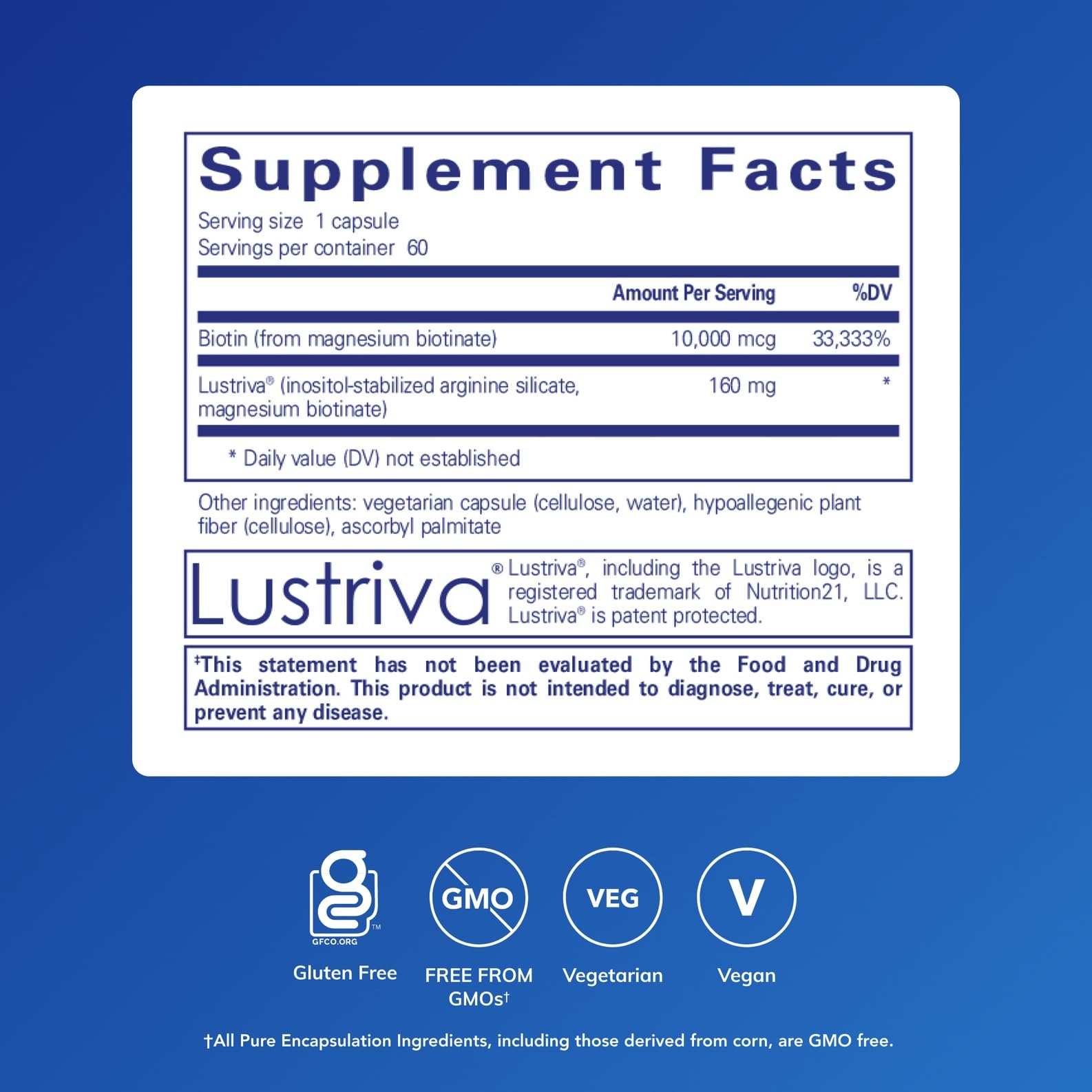Pure Encapsulations primer plano de una cápsula mostrando tamaño fácil de tragar